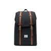 Pánský batoh HERSCHEL Retreat Mid-Volume Black/Tan Synthetic Leather, barva černá ,Objem 11 - 20 litrů