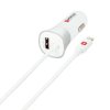SKROSS USB Car Charger and Lightning Connector nabíjecí autoadaptér, integrovaný kabel + 1x USB výstup navíc, 3400mA max.