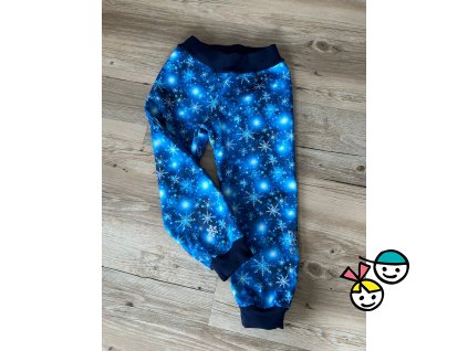 Softshellové kalhoty s beránkem - modré s vločkami, Botičkov Chrudim