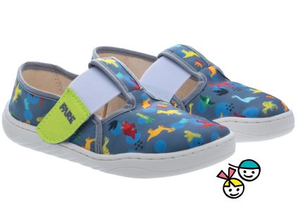 Bačkory Fare WIDE 7001461, dinosauři, šedé na suchý zip