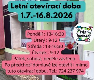 Pozor pozor od středy 1.7.2026 tu pro vás budeme ve zkrácené letní otevírací době. Přejeme krásné léto všem ☀️ 💛