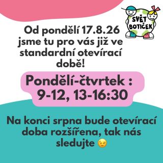 Letní otevírací doba končí a my jsme tu pro vás již naplno. Těšíme se na vás! #detskaobuvpardubice #svetboticekchrudim...