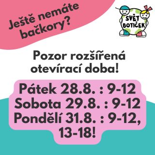 Pozor Pozor pokud nestíháte ve standardní otevírací době, budeme tu pro vás tento pátek a sobotu dopoledne a v pondělí...