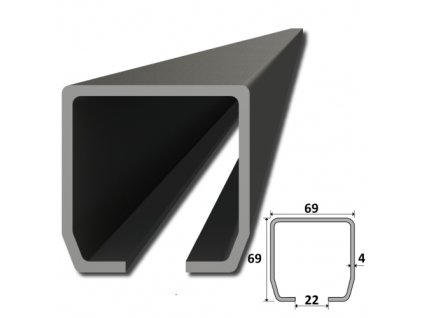 C profil 69x69x4mm pre samonosný systém, v dĺžkach 1, 2, 3, 4, 5, 6m