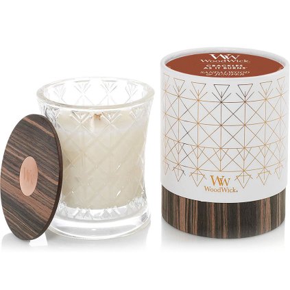 woodwick aura svicka sandalwood juniper detail