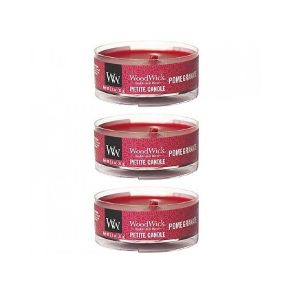 11588 woodwick sada 3 ks svicek petite candle s vuni granatove jablko a svicnu bronze snowflake