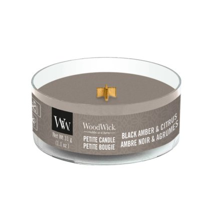 woodwick black amber citrus petite candle