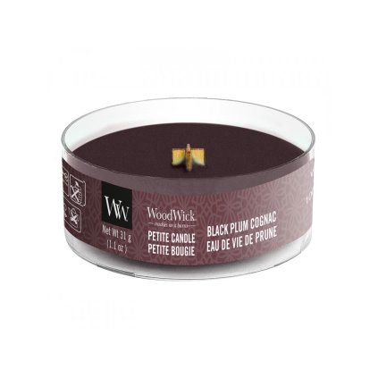 woodwick petite candle black plum cognac