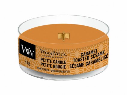 woodwick caramel toasted sesame petite candle