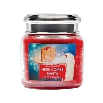 village candle here comes santa svíčka malá 92g
