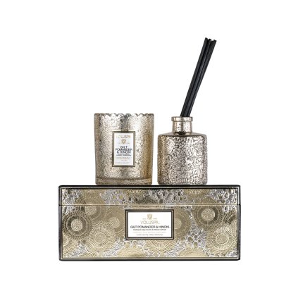 voluspa darkova sada aroma difuzer svicka gilt pomander hinoki