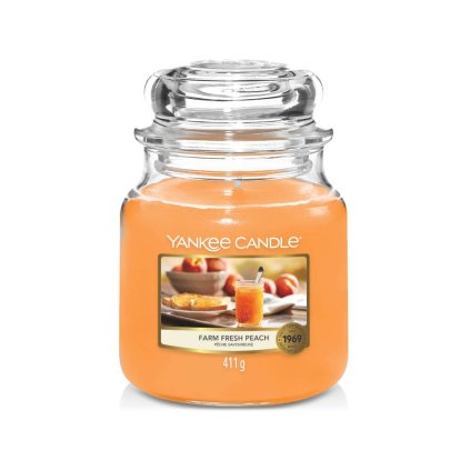 yankee candle fresh farm peach stredni