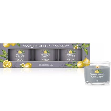 yankee candle svicka black tea lemon sada votivni sklo