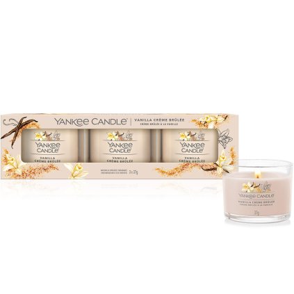 yankee candle svicka vanilla creme brulee votivni sklo sada