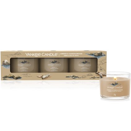 yankee candle svicka amber sandalwood sada votivni sklo