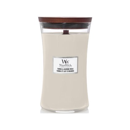 woodwick tonka almond milk svicka velka
