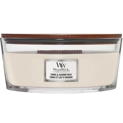 woodwick tonka almond milk svicka lodicka