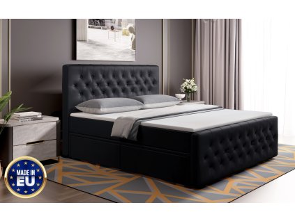 Boxspring postel BELLISSIMO s úložným prostorem (4 šuplíky) - černá barva