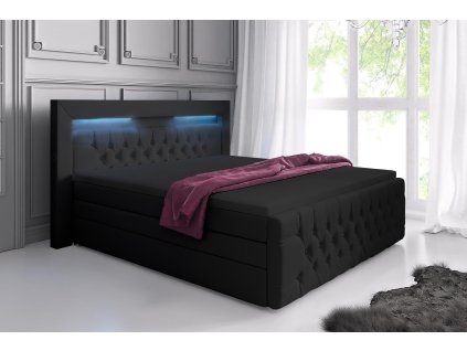 Boxspring postel SONNO s úložným prostorem, LED a USB