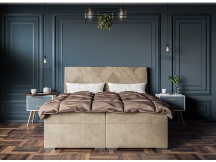 Boxspring postel Belize s úložným prostorem, matrace, rošt a topper v ceně