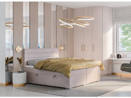 Boxspring postel Benetti s úložným prostorem, matrace, rošt a topper v ceně