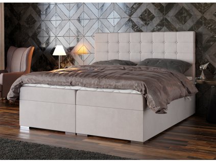 Boxspring postel Claudia s úložným prostorem, matrace, rošt a topper v ceně