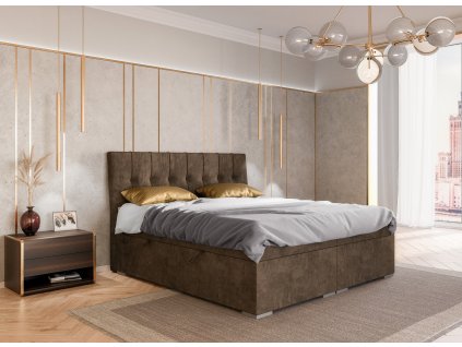 Boxspring postel Daily s úložným prostorem, matrace, rošt a topper v ceně