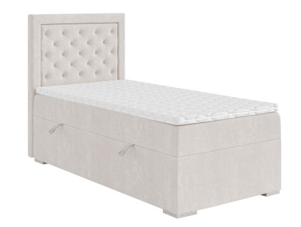 Jednolůžková boxspring postel Glamour s úložným prostorem, matrace, rošt a topper v ceně