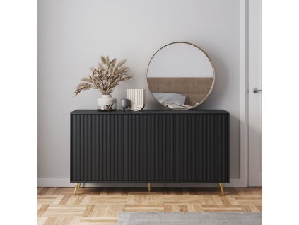 Komoda třídvéřová černá