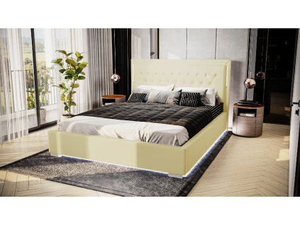 Boxspring postel RELINA s úložným prostorem a LED