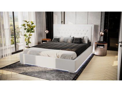 Boxspring postel RELINA s úložným prostorem a LED