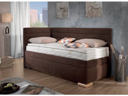 Čalouněná boxspring postel VENETO s čely a úložným prostorem