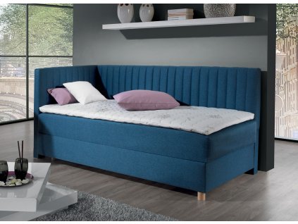 Čalouněná boxspring postel NOVO s čely a úložným prostorem