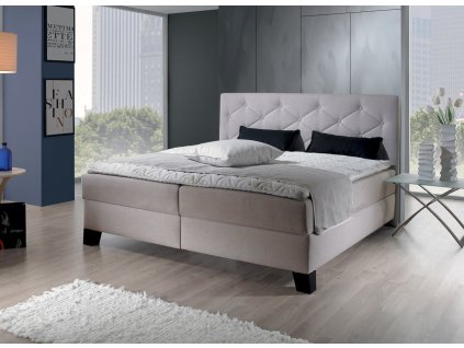 Manželská čalouněná boxspring postel DIVA s úložným prostorem