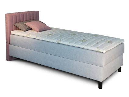 Čalouněná boxspring postel NOVO s hlavovým čelem a úložným prostorem