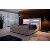 Boxspring postel MENZOGNA s úložným prostorem a LED