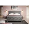 Boxspring postel PARADISE s LED a USB, samet - šedá, čelní pohled