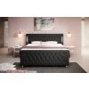 Boxspring postel PARADISE s LED a USB, samet - černá, čelní pohled