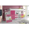 Dětská patrová postel DREAM, levá - růžová
