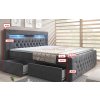 Boxspring postel SERA s úložným prostorem (4 šuplíky) a LED - rozměry