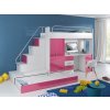 Dětská patrová postel ADVENTURE, levá - růžová