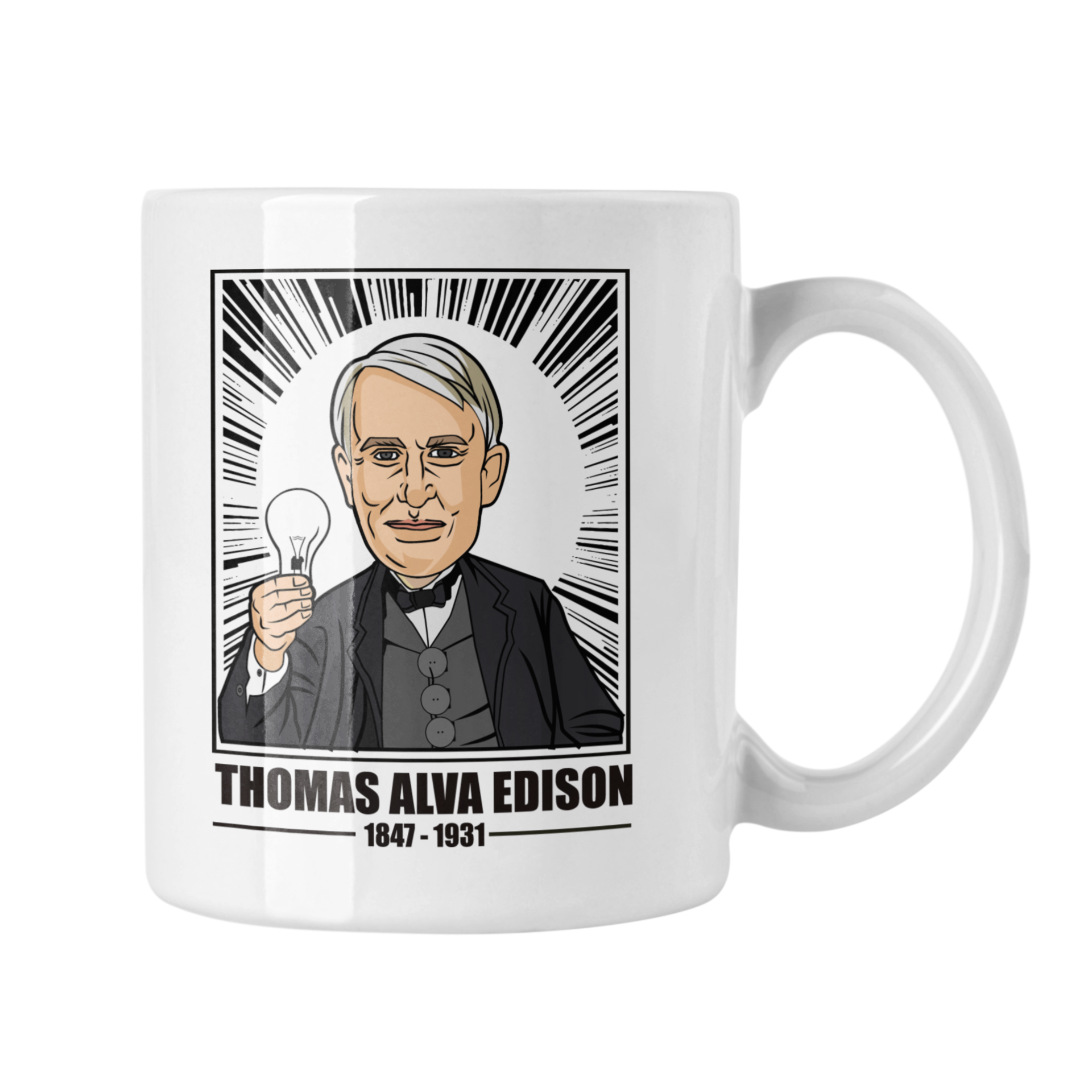 Hrnček s potlačou "Thomas Alva Edison" Typ: Biely