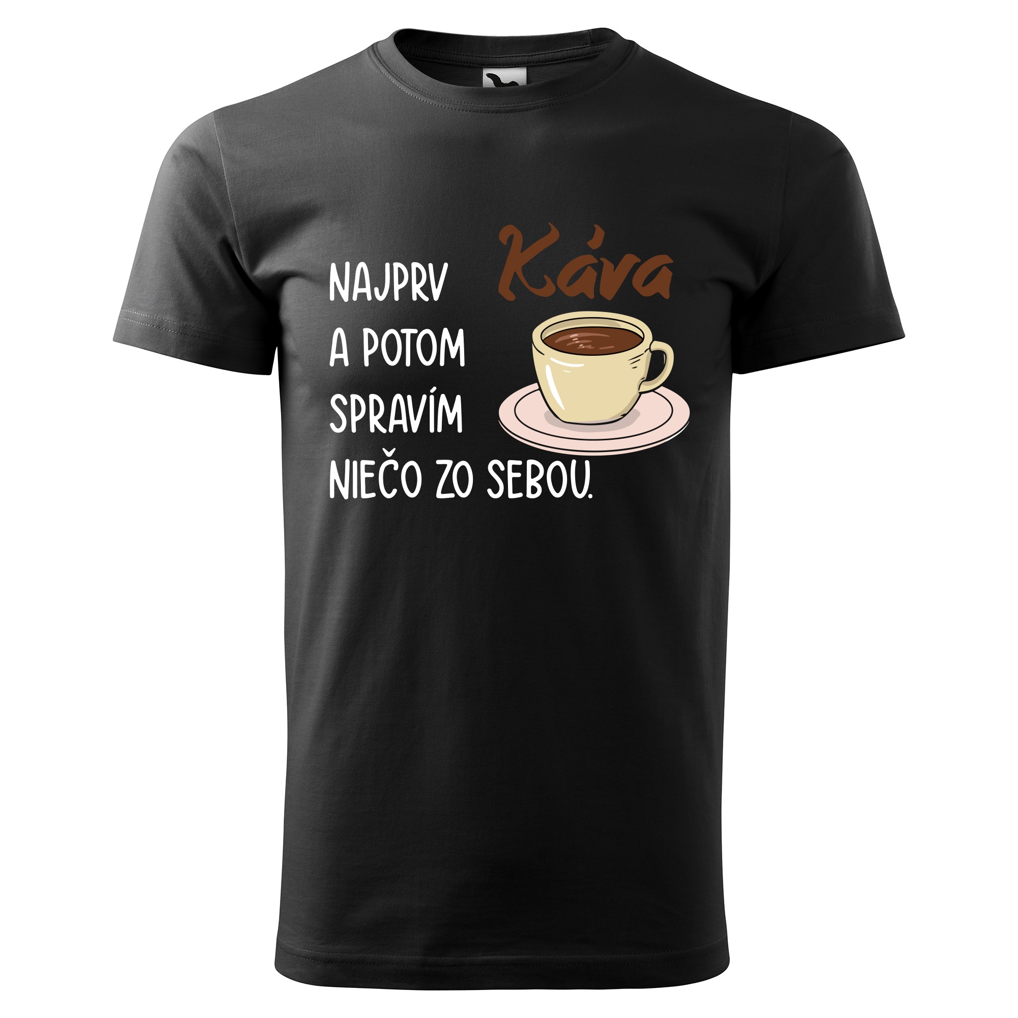 Tričko s potlačou "Najprv káva" Farba: Biela, Typ: Dámske, Veľkosť: 2XL