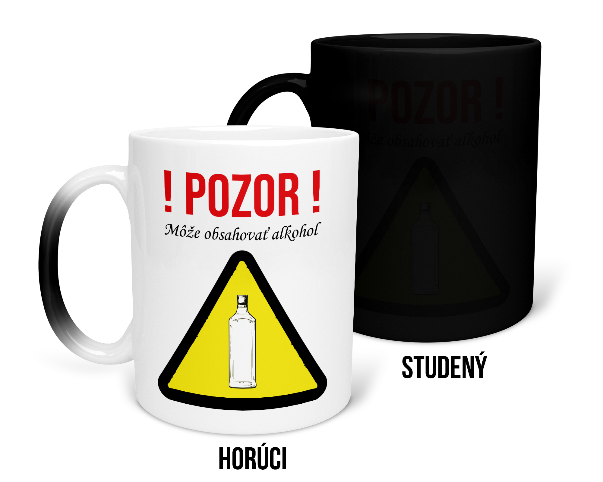 Hrnček s potlačou "Môže obsahovať alkohol" Typ: Magický