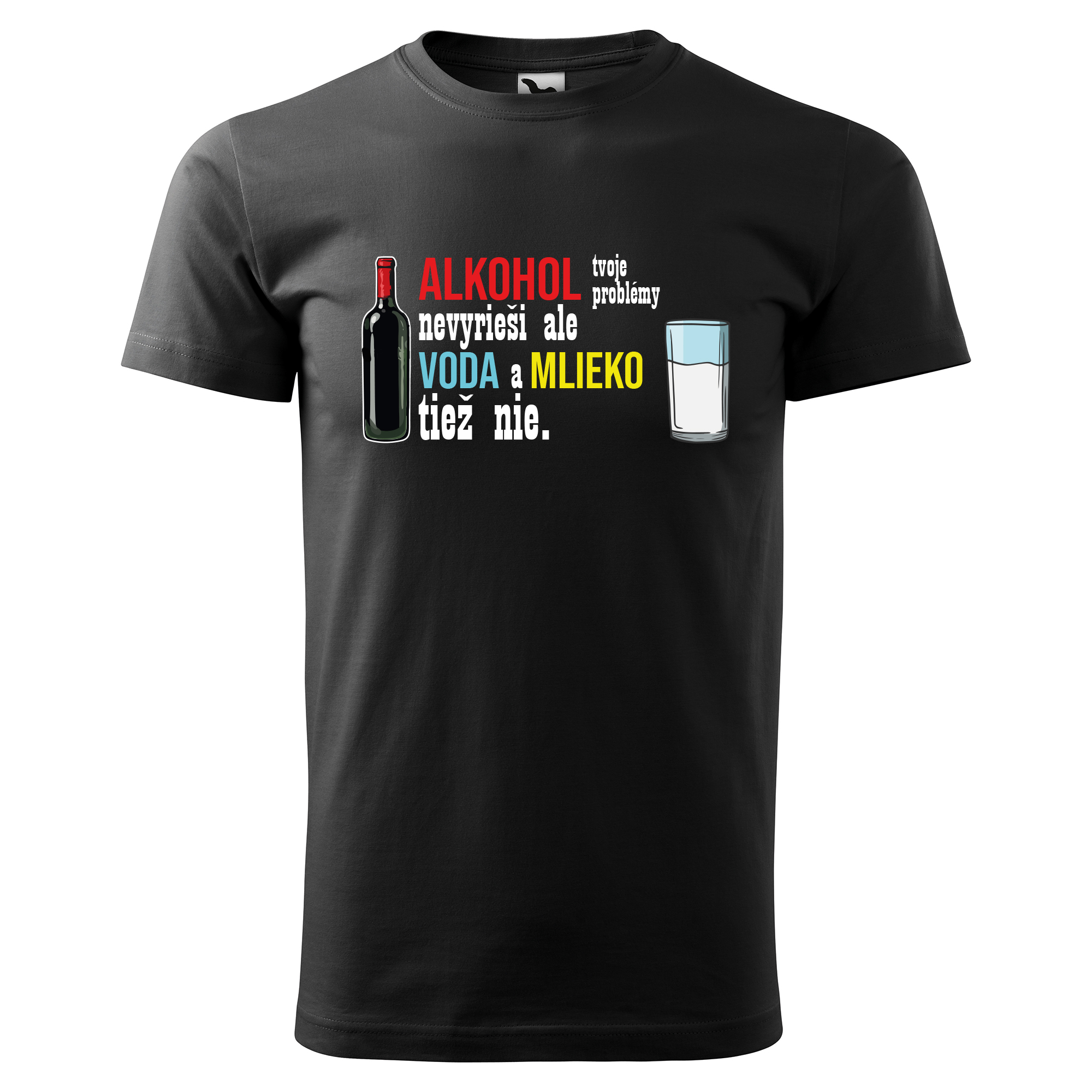 Tričko s potlačou "Alkohol tvoje problémy nevyrieši..." Farba: Červená, Typ: Pánske, Veľkosť: S