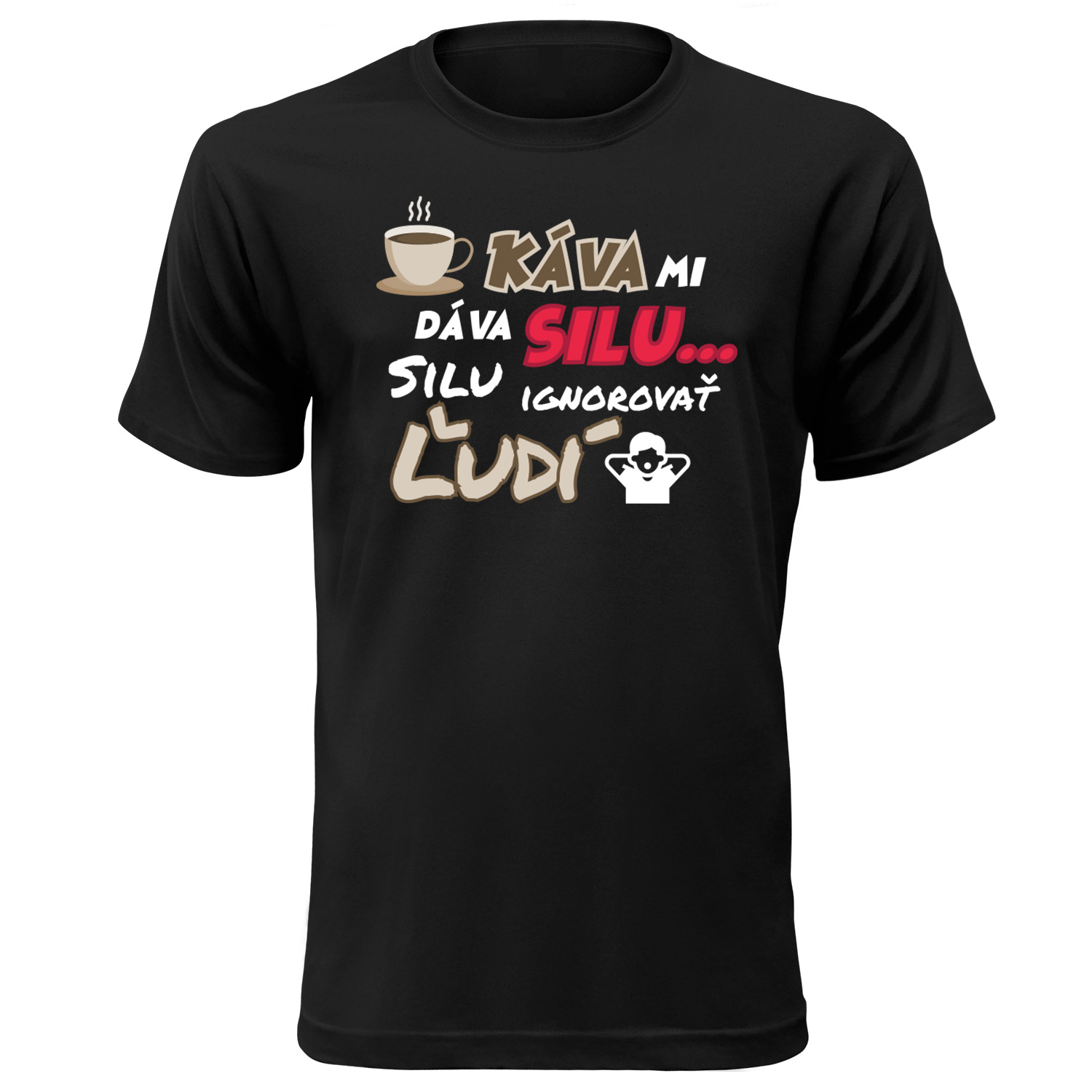Tričko s potlačou "Káva mi dáva silu" Farba: Biela, Typ: Dámske, Veľkosť: 2XL