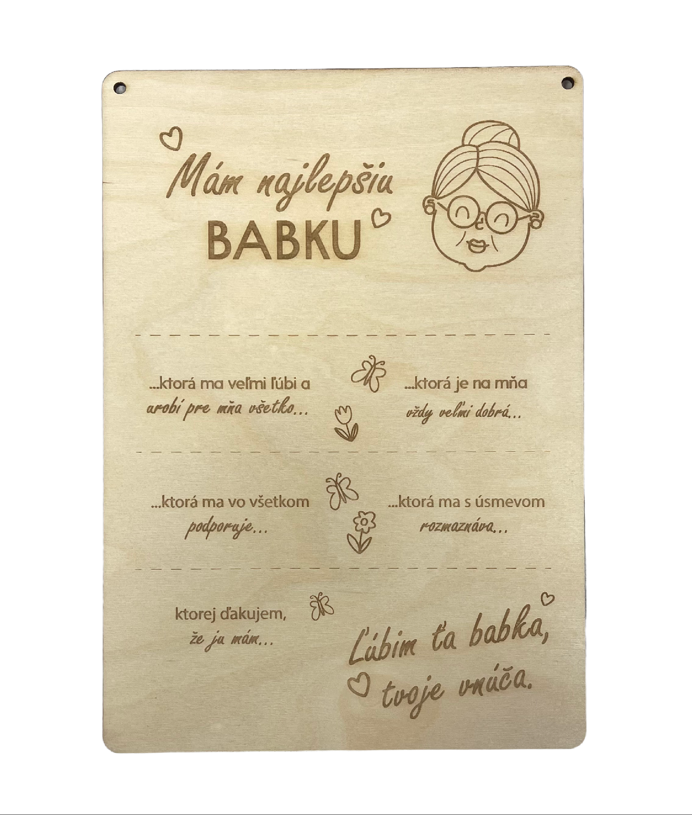 Ďakovná tabuľka pre babku A4