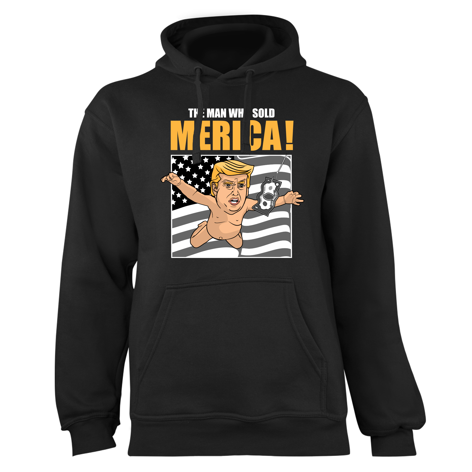 Mikina s potlačou "MERICA! - Donald Trump" Farba: Čierna, Typ: Dámske, Veľkosť: 2XL