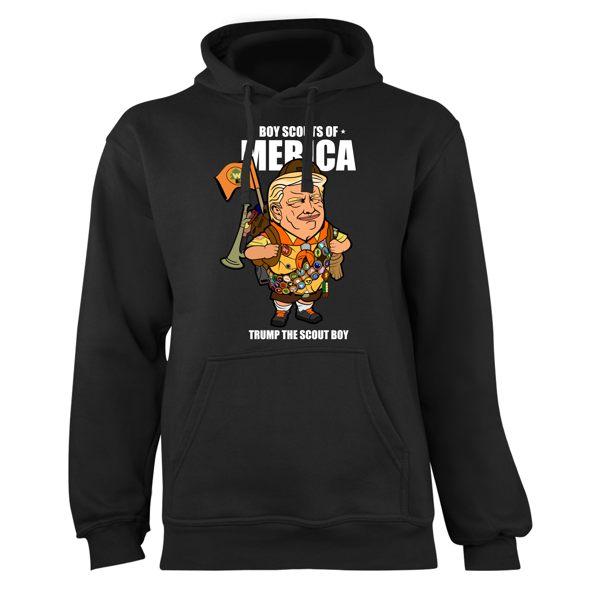 Mikina s potlačou "Donald Trump - skaut" Farba: Čierna, Typ: Pánske, Veľkosť: 2XL