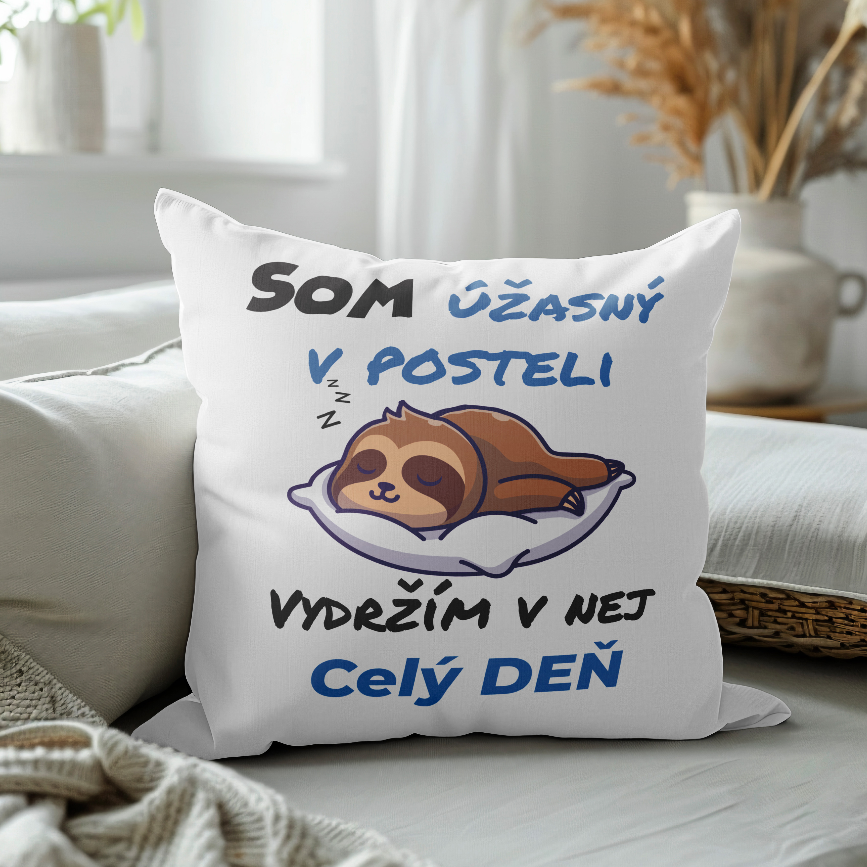 Vankúš s potlačou Som úžasný v posteli